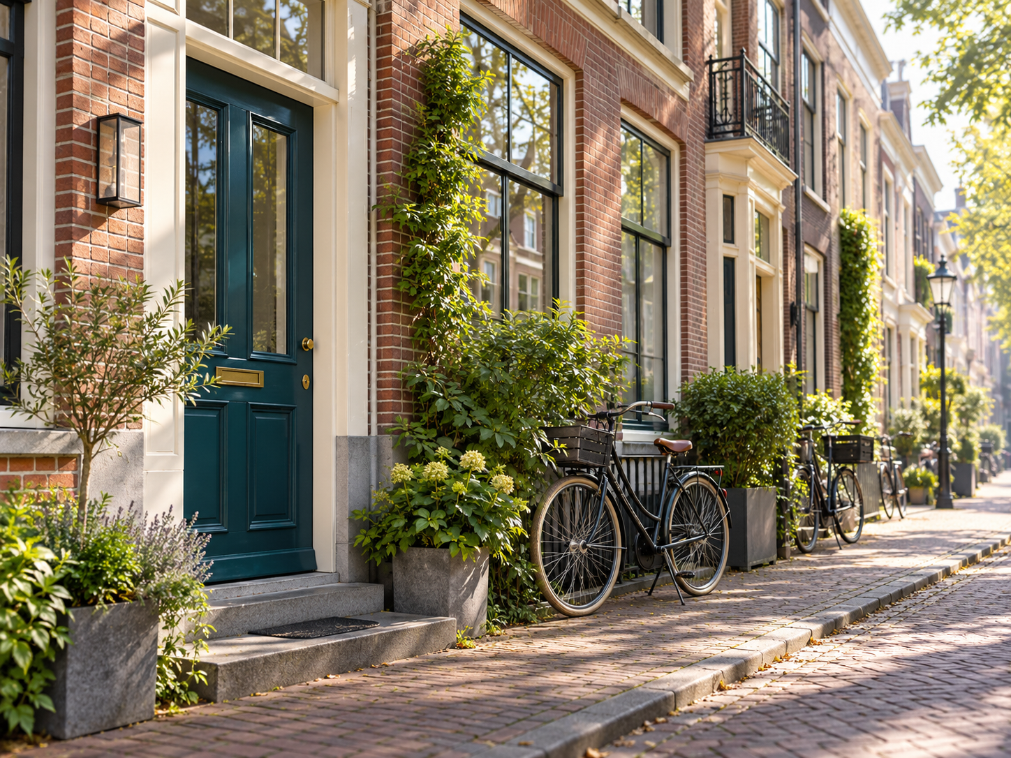 Nederlandse straat met karakteristieke woningen